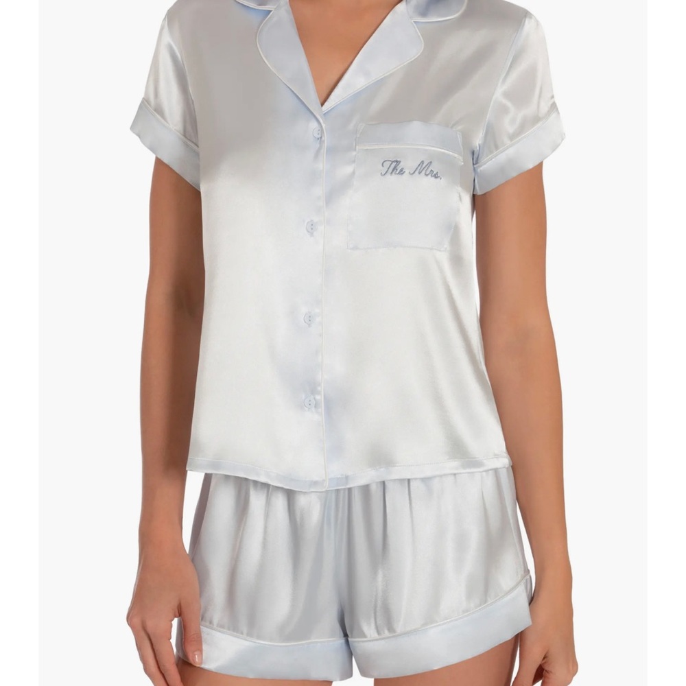Brand New IN BLOOM BY JONQUIL Bride Mrs Satin Short Pajamas- TAGS REMOVED